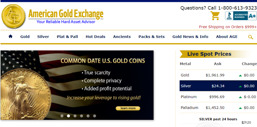 American Gold Exchange Review - Website